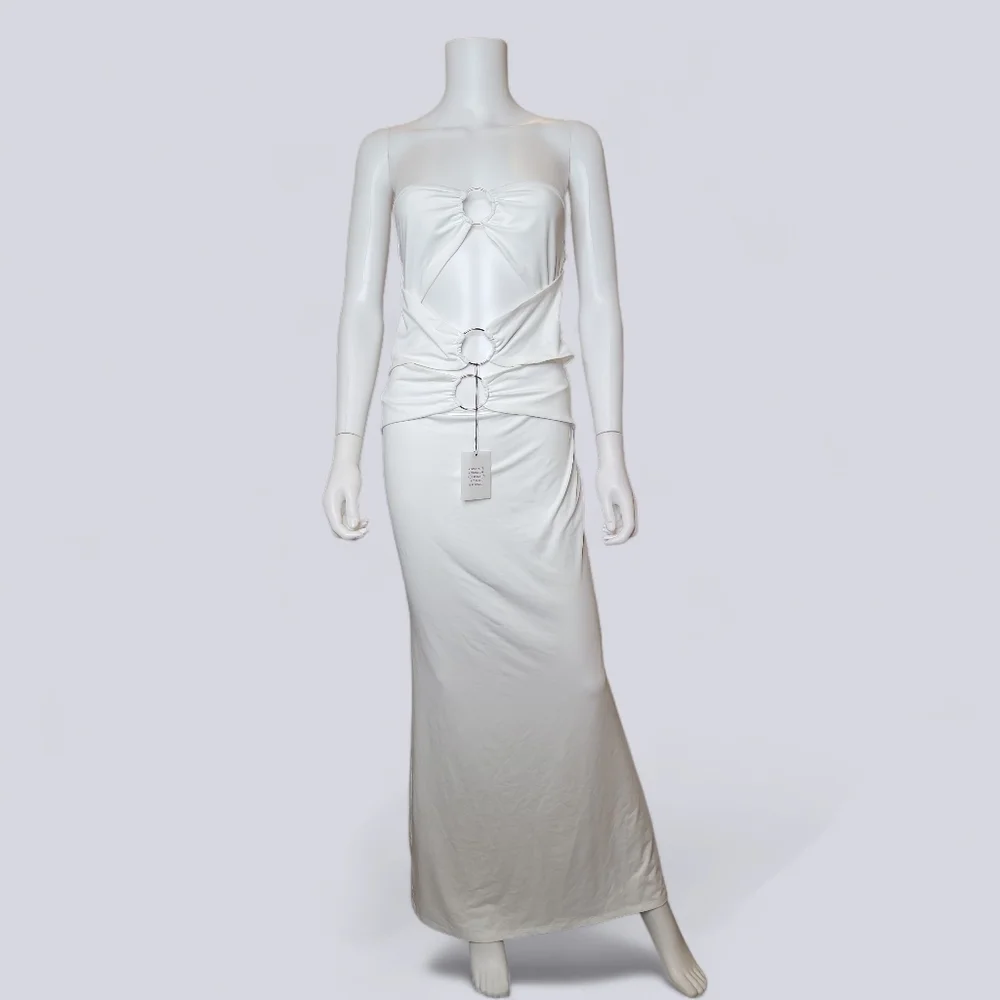 $80 NWT SUPERDOWN Luciana Maxi Dress White Medium - Picture 4 of 4